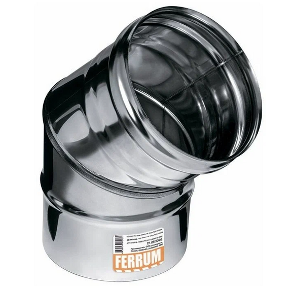 4elementsКолено угол на 135° для дымохода (2 секции) Ferrum D150 (0,5мм)