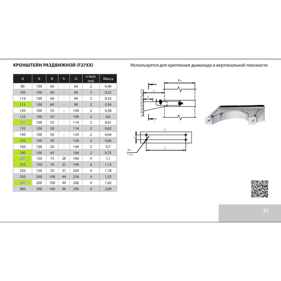 Кронштейн раздвижной для дымохода Ferrum N1 D200 (1.0мм), изображение 5