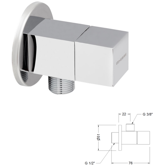 4elementsRobinet colțar pentru instalații sanitare 1/2" CUBIK Genebre, изображение 3