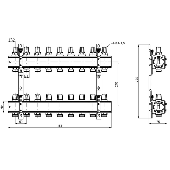 4elementsColector pentru pod calda 1" 9 ieșiri Icma, изображение 3
