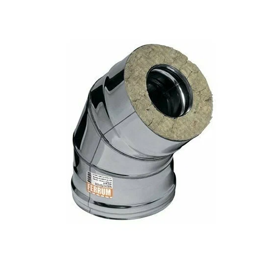 Сэндвич-колено для дымохода 135° Ferrum (430/0,5мм) D150x210, изображение 3