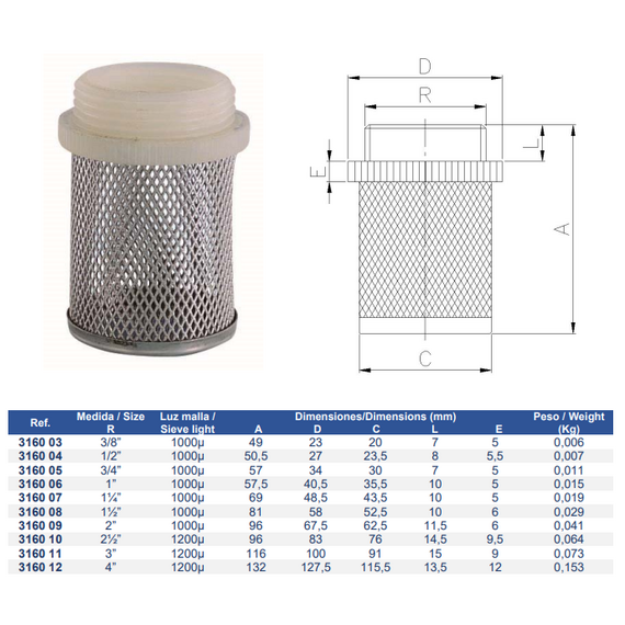 4elementsSită de filtrare pentru supapă de retur 1 1/4" Genebre, изображение 2