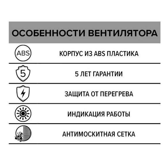 Осевой вытяжной вентилятор с сеткой и таймером ERA 5S ET D125 White, изображение 7