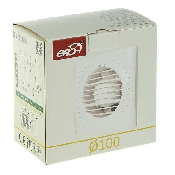 Осевой вытяжной вентилятор с сеткой и датчиком влажности ERA 4S HT D100 White, изображение 5