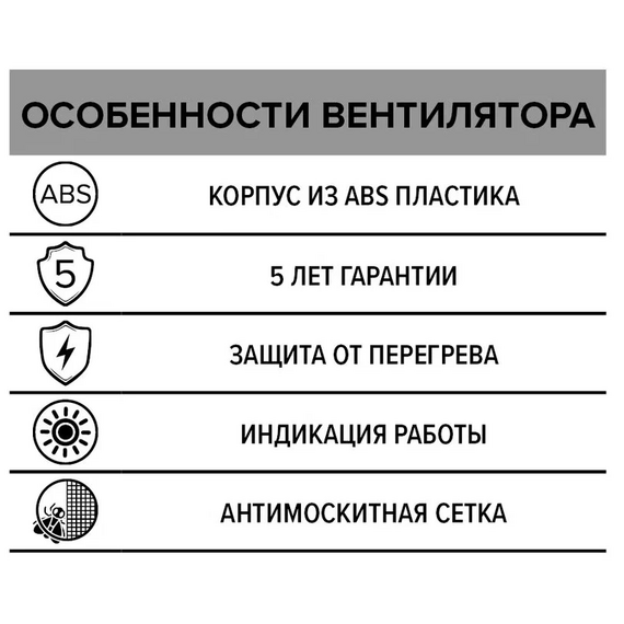 Осевой вытяжной вентилятор с сеткой и датчиком влажности ERA 5S HT D125 White, изображение 6
