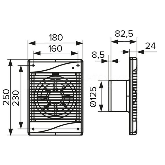 4elementsVentilator evacuare design cu supapa Diciti Standard 5C D125 Black Al, изображение 3