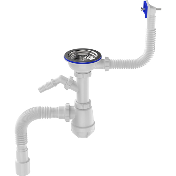 4elementsSifon pentru chiuveta 3 1/2 "x 40 cu robinet pentru masina de spalat si racord, Aquant, изображение 8