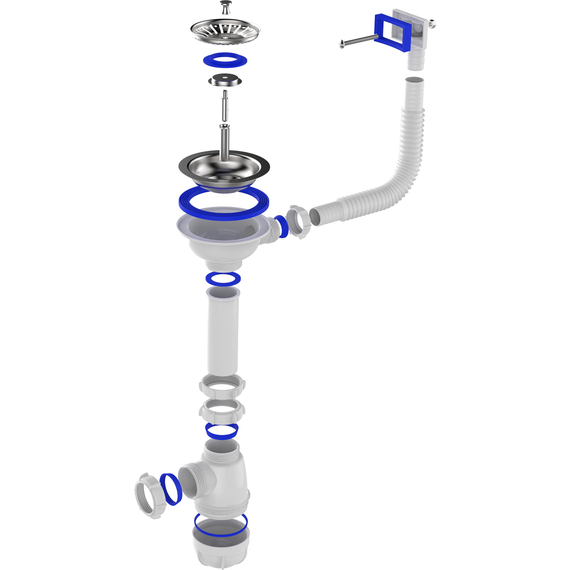 4elementsSifon dublu pentru chiuvetа, rotund  3 1/2"*40 cu racord extensibil 40х40/50, Aquant, изображение 5