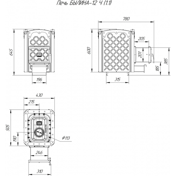 4elementsSoba de saună Teplodar BILINA-12C (1.1) 12 kW, изображение 2