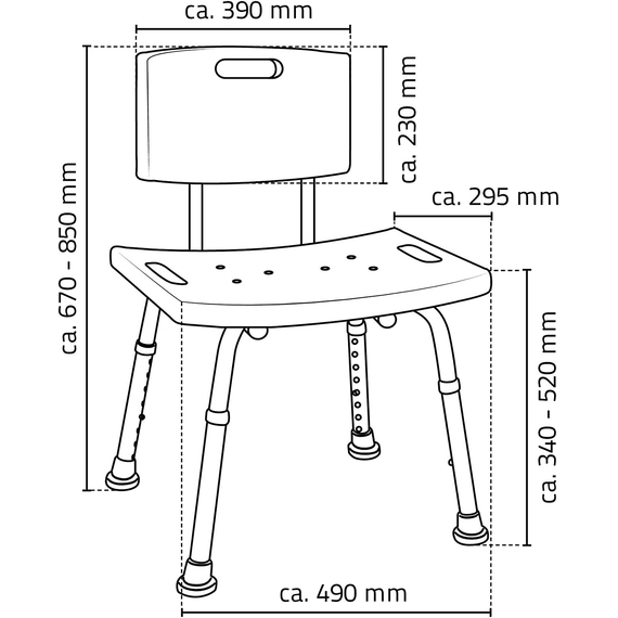 4elementsScaun pentru baie Sam alb cu reglare în înălțime, din aluminiu, изображение 2