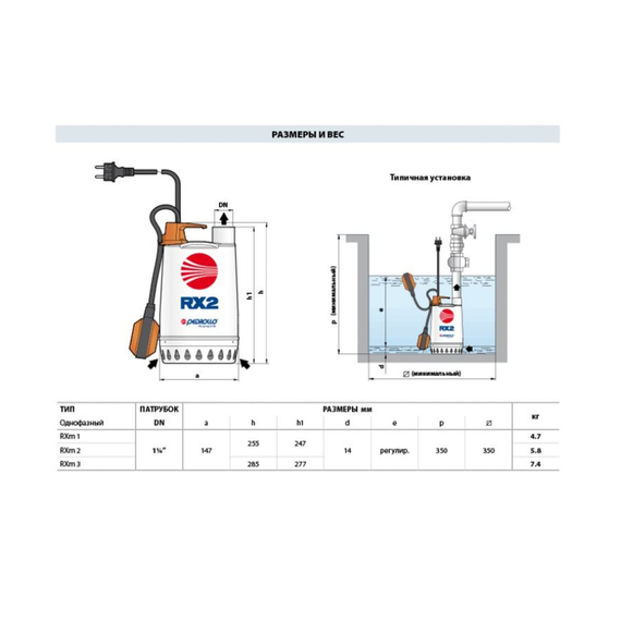 4elementsPompă de drenaj Pedrollo RXm1 0,25 kW, изображение 2