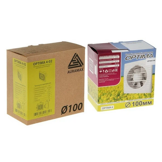 Осевой вытяжной вентилятор с выключателем Auramax Optima 4-02 D100 White, изображение 6