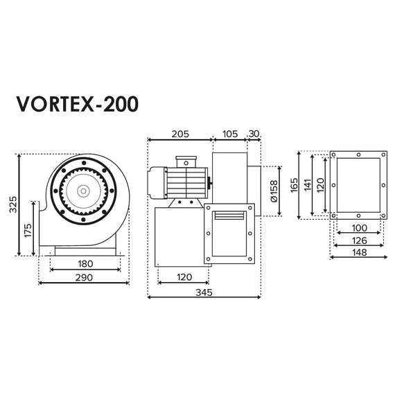 Вентилятор радиальный VORTEX 200 220V Пр0 4полюс VentEurope, изображение 2