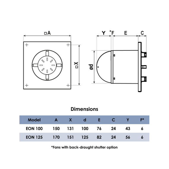 4elementsVentilator de evacuare EON 4 BD D125 cu clapetă de sens, alb, DICITI, изображение 2