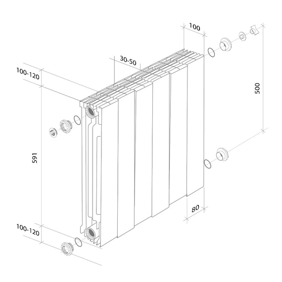 4elementsRadiator bimetal Royal Thermo PianoForte 500 Silver Satin, изображение 4