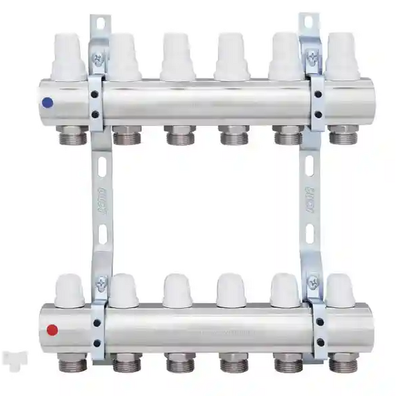 Коллектор для тёплого пола 1"x 6 вывод. ICMA, изображение 2