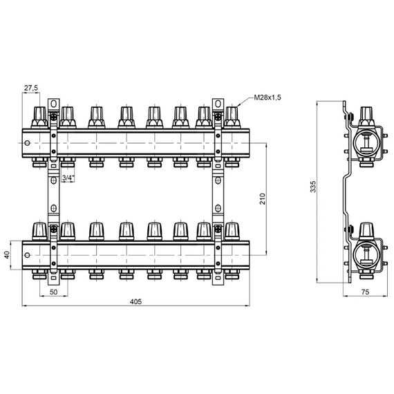 Коллектор для тёплого пола 1"x 8 вывод. ICMA, изображение 3