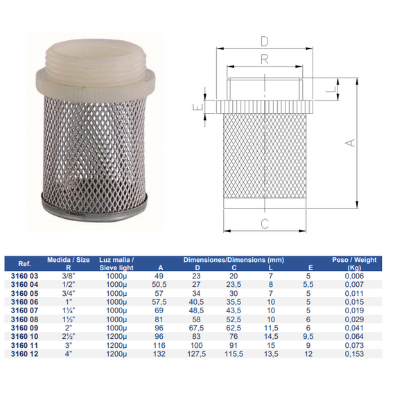 4elementsSită de filtrare pentru supapă de retur 1 1/2" Genebre, изображение 2