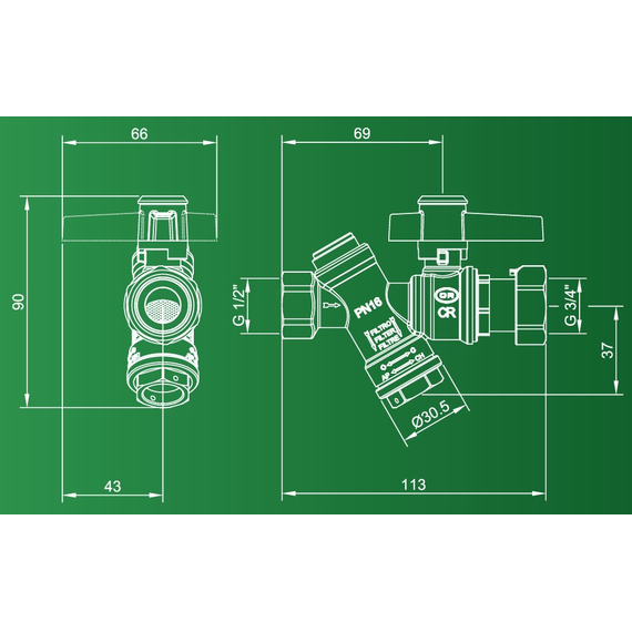 4elementsGrup de admisie pentru contor PN16 1/2" x 3/4" OR, изображение 4