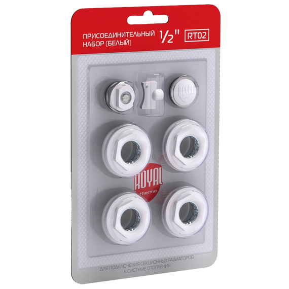 4elementsSet pentru conectare radiatoare 1x1/2'' white Royal Thermo