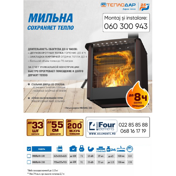 Отопительно-варочная печь Теплодар МИЛЬНА-100 10 kW, изображение 5
