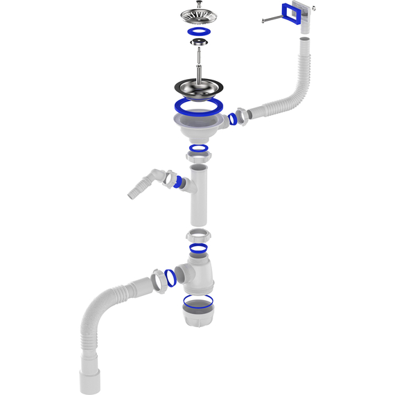 4elementsSifon pentru chiuveta 3 1/2 "x 40 cu robinet pentru masina de spalat si racord, Aquant, изображение 5