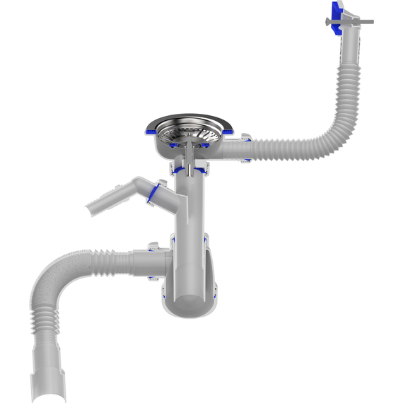 4elementsSifon pentru chiuveta 3 1/2 "x 40 cu robinet pentru masina de spalat si racord, Aquant, изображение 6
