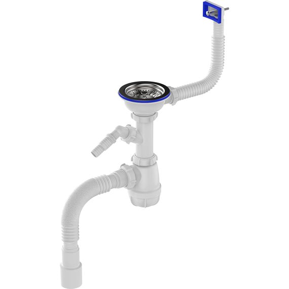 4elementsSifon pentru chiuveta 3 1/2 "x 40 cu robinet pentru masina de spalat si racord, Aquant