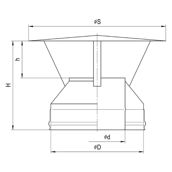 4elementsPalarie anti-ploaie cos de fum Ferrum D130x200 (0,5mm), изображение 4