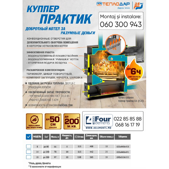 4elementsCazan pe combustibil solid Teplodar Kupper PRAKTIK-20 1.1 20 kW, изображение 6
