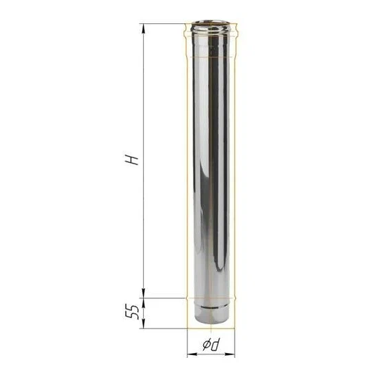 Одностенный дымоход 1,0м Ferrum D180 (0,5мм), изображение 3