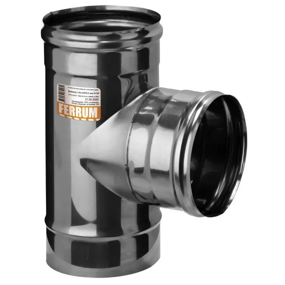 4elementsTeu la 90° pentru cos de fum mono perete Ferrum D180 (0,5 mm)