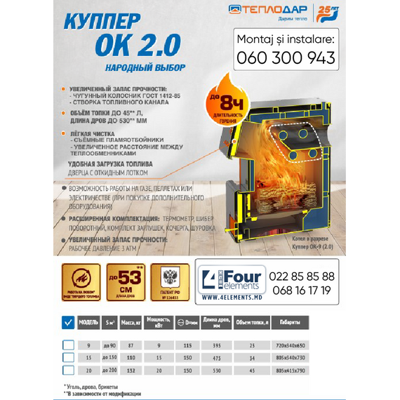 4elementsCazan pe combustibil solid Teplodar Kupper OK-15 (2.0) 15 kW, изображение 6