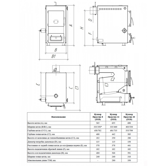 4elementsCazan pe combustibil solid Teplodar Kupper PRAKTIK-10 V 10 kW, изображение 2